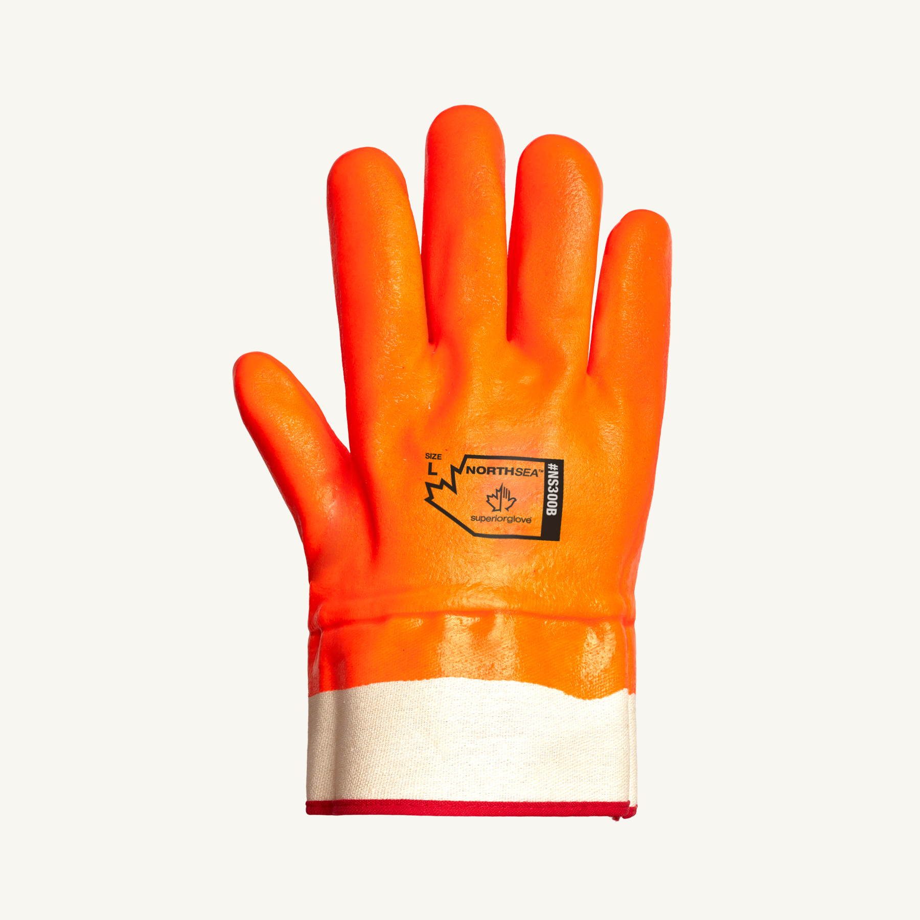 NS300B Superior Glove® North Sea™ Insulated Water-Proof Orange PVC Winter Gloves w/ Safety Cuff